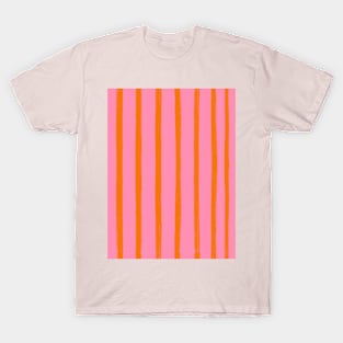 Pink and Orange Brushstroke Stripes T-Shirt